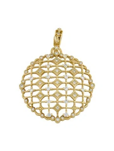 Pre-owned Judith Ripka 18k Diamond Round Enhancer Pendant, 2" In Multi