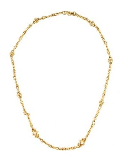 Pre-owned Judith Ripka 18k Diamond Station Chain Necklace, 16.25" In Multi