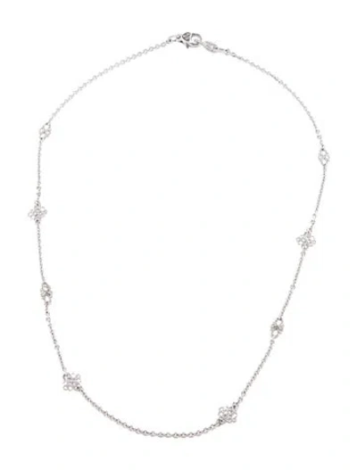 Pre-owned Judith Ripka 18k Diamond Station Necklace, 16.75" In Multi