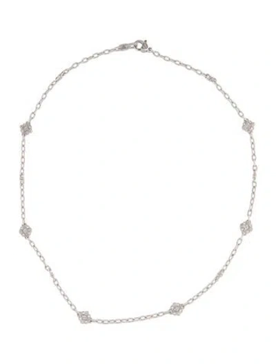 Pre-owned Judith Ripka 18k Diamond Station Necklace, 17" In Multi