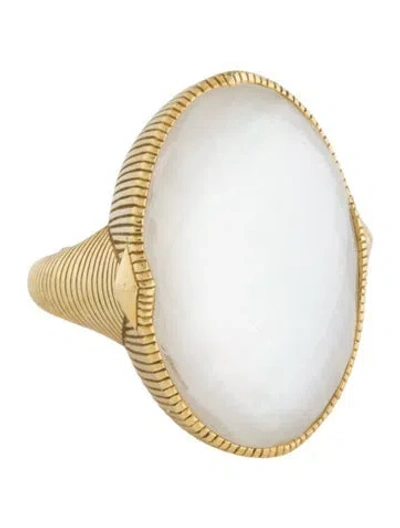 Pre-owned Judith Ripka 18k Mother Of Pearl & Quartz Doublet Cocktail Ring In Multi