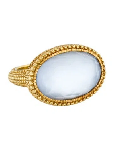 Pre-owned Judith Ripka 18k Mother Of Pearl & Synthetic Quartz Doublet Cocktail Ring In Multicolor