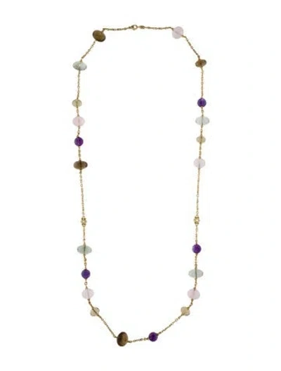 Pre-owned Judith Ripka 18k Multistone & Diamond Station Necklace, 35"