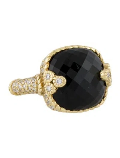 Pre-owned Judith Ripka 18k Onyx & Diamond Cocktail Ring In Multi