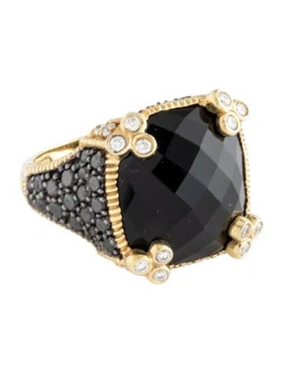 Pre-owned Judith Ripka 18k Onyx & Diamond Cocktail Ring In Multi