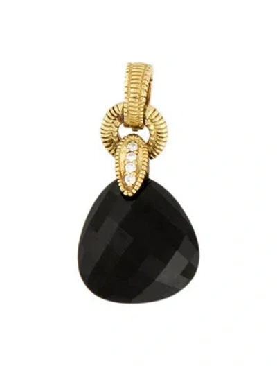Pre-owned Judith Ripka 18k Onyx & Diamond Enhancer Pendant In Multi