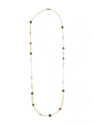 Pre-owned Judith Ripka 18k Pearl, Diamond & Multistone Station Neklace, 39.25"