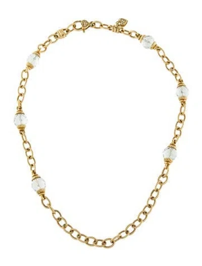 Pre-owned Judith Ripka 18k Quartz & Diamond Station Necklace, 17" In Multi