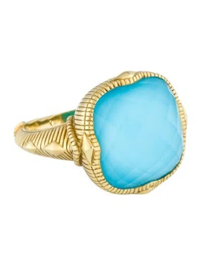 Pre-owned Judith Ripka 18k Quartz & Resin Doublet Cocktail Ring In Multicolor