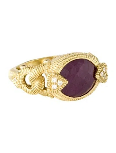 Pre-owned Judith Ripka 18k Ruby & Diamond Cocktail Ring In Multicolor