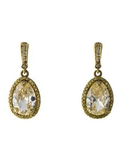 Pre-owned Judith Ripka 18k Sapphire, Diamond & Cubic Zirconia Drop Earrings In Multi
