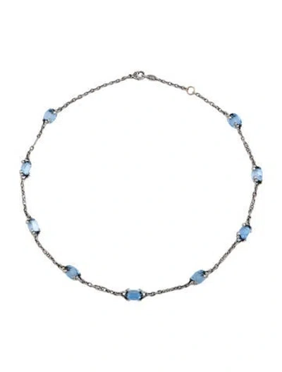 Pre-owned Judith Ripka 18k Synthetic Quartz & Diamond Station Necklace, 17.25" In Multicolor