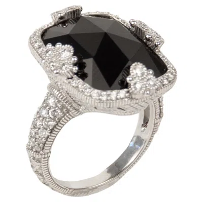 Pre-owned Judith Ripka 18k White Gold Diamond&onyx Ring