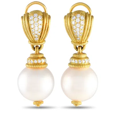 Judith Ripka 18k Yellow Gold 0.50ct Diamond And Pearl Earrings Jr06-052424