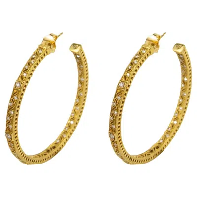 Pre-owned Judith Ripka 18k Yellow Gold 0.67ctw Diamond Hoops