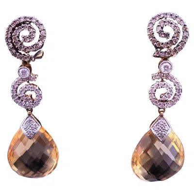 Pre-owned Judith Ripka 18k Yellow Gold And White Gold With Citrine Stone