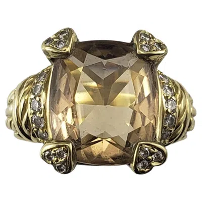 Pre-owned Judith Ripka 18k Yellow Gold Citrine And Diamond Ring Size 7.25 #22940