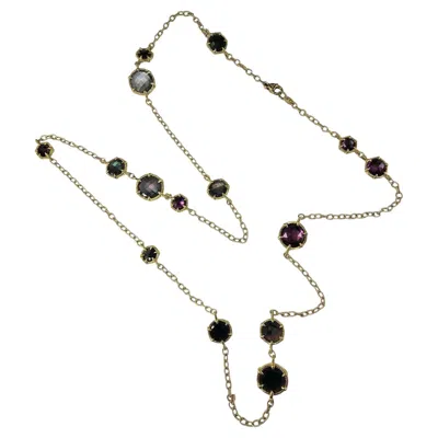 Pre-owned Judith Ripka 18k Yellow Gold Labradorite Station Necklace #24557