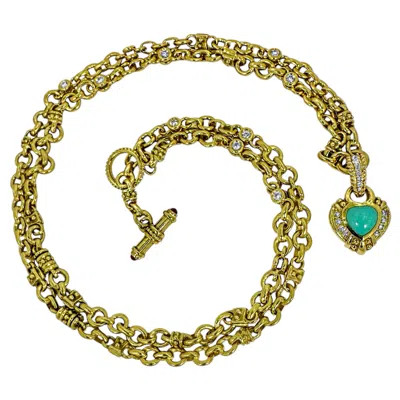 Pre-owned Judith Ripka 33 Inch Long Vintage  18k Yellow Gold & Diamond Toggle Necklace