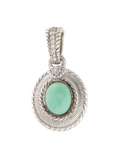 Pre-owned Judith Ripka 4.22ct Turquoise & Cubic Zirconia Pendant, 1.5" In Multi