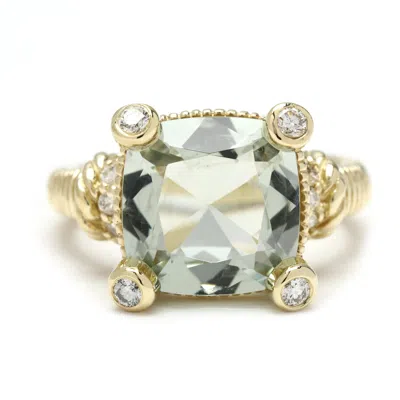 Pre-owned Judith Ripka 5.2ctw Prasiolite And Diamond Ring, 18k Yellow Gold, Ring Size 4.75