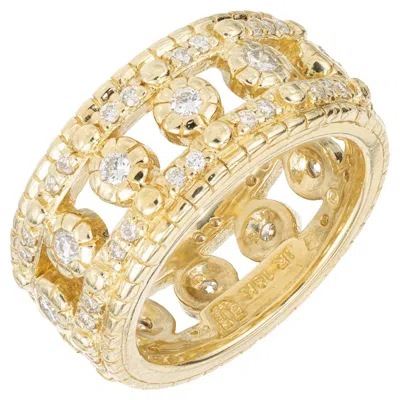 Pre-owned Judith Ripka .62 Carat Round Diamond Wide Gold Eternity Ring In Multi