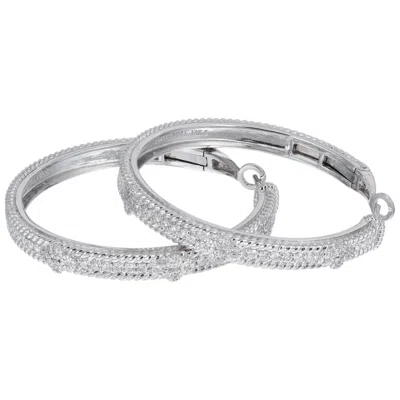 Pre-owned Judith Ripka .72 Carat Diamond White Gold Hoop Earrings