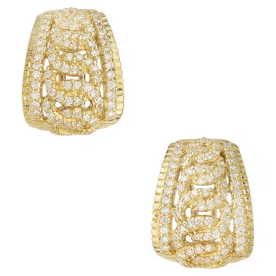 Pre-owned Judith Ripka .74 Carat Round Diamond 18k Yellow Gold Clip Post Earrings