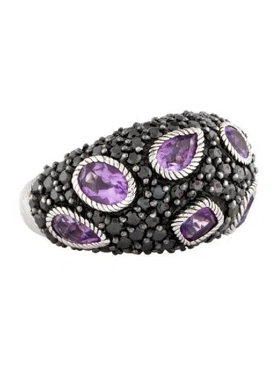 Pre-owned Judith Ripka Amethyst & Cubic Zirconia Cocktail Ring In Multi