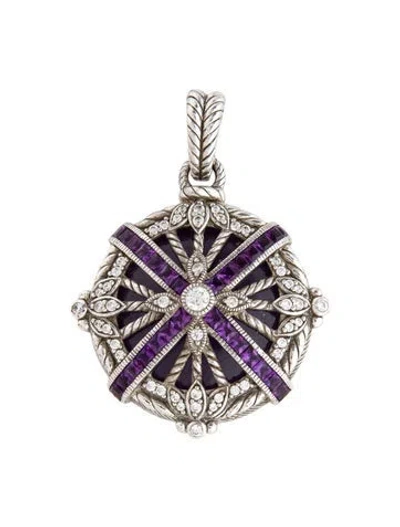 Pre-owned Judith Ripka Amethyst & Cubic Zirconia Pendant In Clear/purple