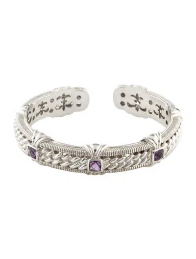 Pre-owned Judith Ripka Amethyst Cuff Bracelet, 7" In Multi