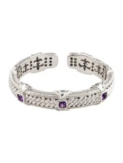 Pre-owned Judith Ripka Amethyst Cuff Bracelet, 7" In Multicolor