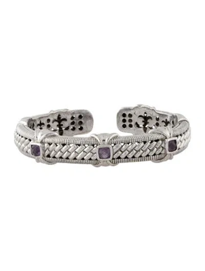 Pre-owned Judith Ripka Amethyst Kick Cuff Bracelet, 7" In Multi