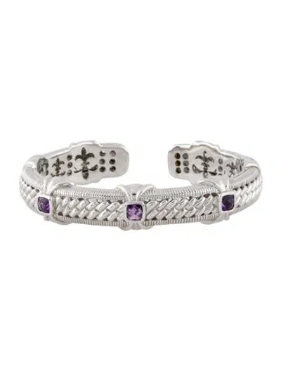Pre-owned Judith Ripka Amethyst Kick Cuff Bracelet, 7" In Multicolor