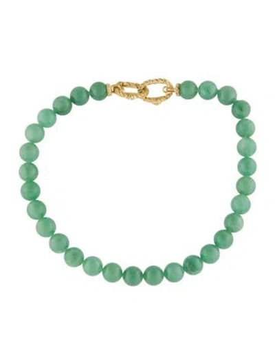 Pre-owned Judith Ripka Aventurine Quartz Bead Strand Necklace, 14" In Multi