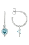 Judith Ripka Blue Cz Hoop Earrings In Blue