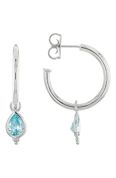 Judith Ripka Blue Cz Hoop Earrings
