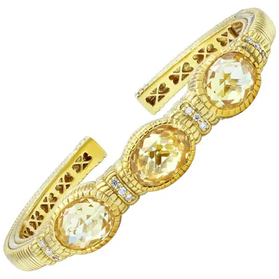 Pre-owned Judith Ripka Bracelet With 3 Oval Citrines In The Middle In Multi