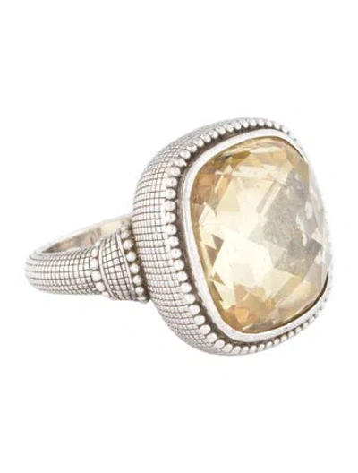 Pre-owned Judith Ripka Canary Crystal Cocktail Ring In Yellow