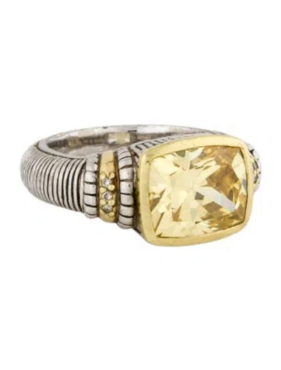 Pre-owned Judith Ripka Canary Cubic Zirconia Cocktail Ring In Multi