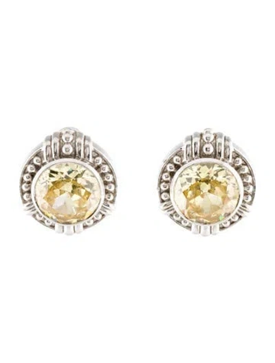 Pre-owned Judith Ripka Canary Cz Earclips In Multi