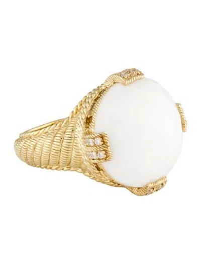 Pre-owned Judith Ripka Chalcedony & Cubic Zirconia Cocktail Ring In Multi