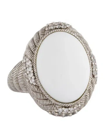 Pre-owned Judith Ripka Chalcedony & Cubic Zirconia Cocktail Ring In White