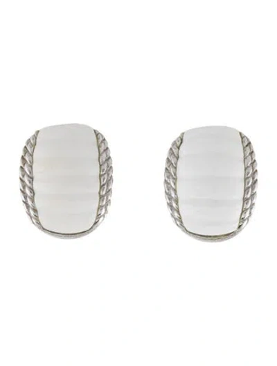 Pre-owned Judith Ripka Chalcedony Clip-on Earrings In Multicolor