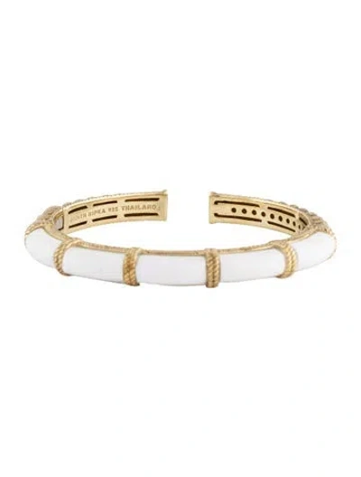 Pre-owned Judith Ripka Chalcedony Cuff, 6.25" In Multicolor