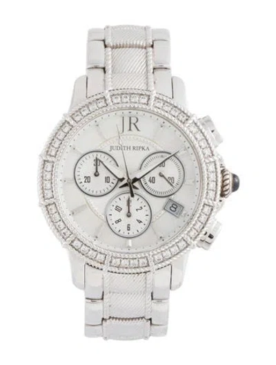 Pre-owned Judith Ripka Chronograph Watch, 38mm In Multicolor