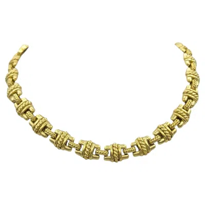 Pre-owned Judith Ripka Chunky H-link Collar Necklace With Diamonds In 18 Karat Yellow Gold