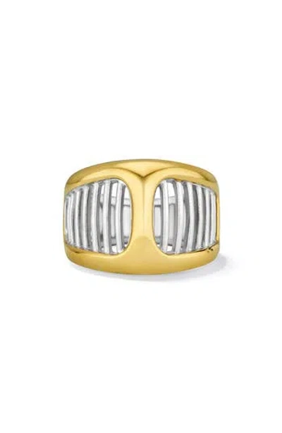 Judith Ripka Cielo Two-tone Band Ring In Gold