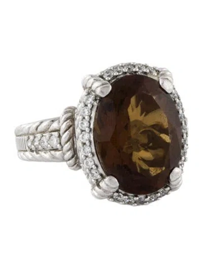 Pre-owned Judith Ripka Citrine & Cubic Zirconia Cocktail Ring In Multi
