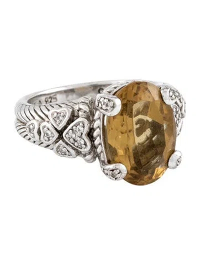 Pre-owned Judith Ripka Citrine & Cubic Zirconia Cocktail Ring In Multi